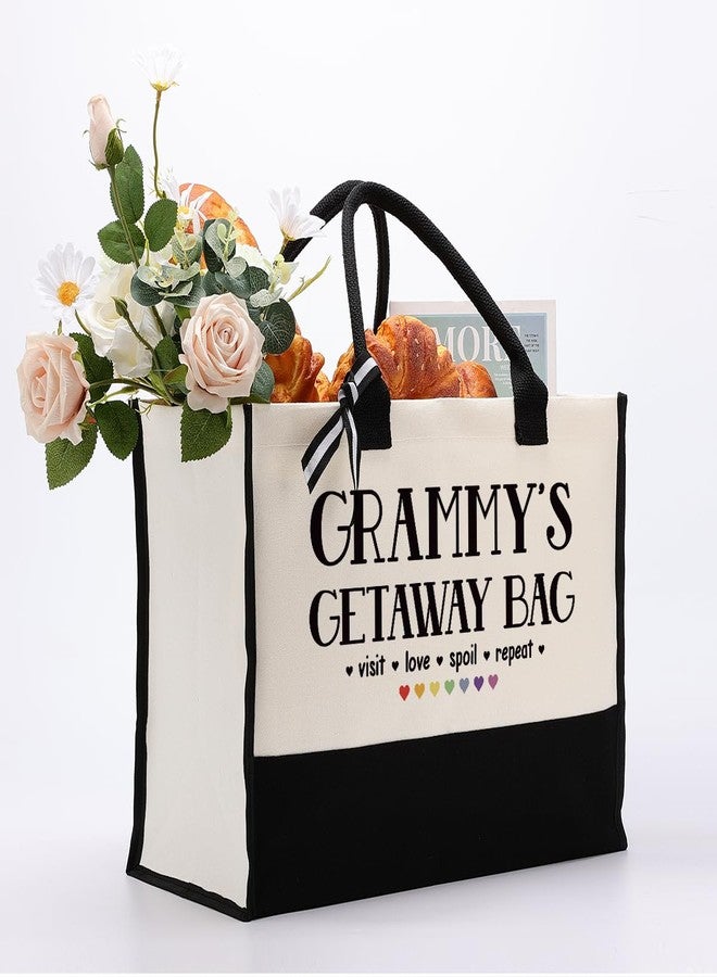 EDCTO Cotton Canvas Tote Bag for Grammy's Getaway - Shoulder Beach & Reusable Shopping Bag - Women's Gift for Grandma - Image 3